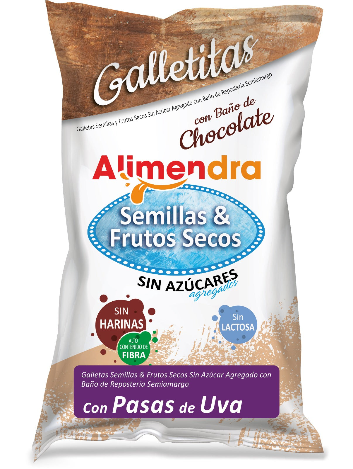 Galletitas Sin Azúcar de Semillas & Frutos Secos con Pasas de Uva. Paq. 120g
