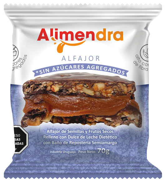 Alfajores Sin Azúcares de Semillas y Frutos Secos Rellenos con Dulce de Leche - x8 unidades de 70 gs c/u
