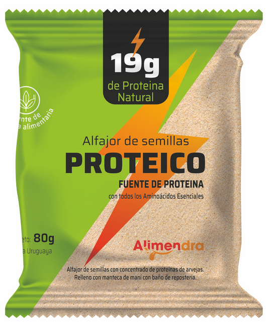 Alfajores de Semillas Proteicos 19g de proteína natural. Rellenos con Manteca de Maní - x8 unidades de 80 gs c/u
