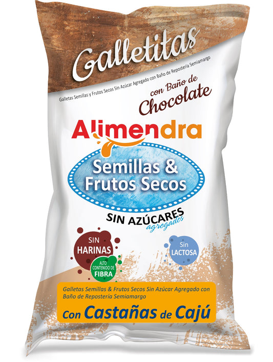 Galletitas Sin Azúcar de Semillas & Frutos Secos con Castañas de Cajú. Paq. 120 grs.