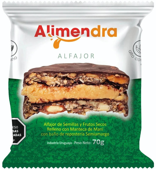 Alfajores Veganos y Sin Lactosa De Semillas y Frutos Secos Rellenos con Mantca de Maní - x8 unidades de 70 gs c/u