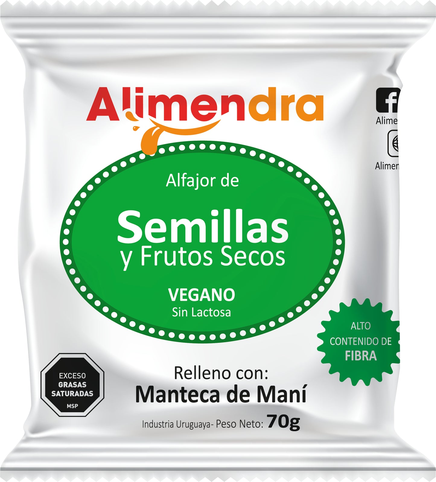 Alfajores Veganos y Sin Lactosa De Semillas y Frutos Secos Rellenos con Mantca de Maní - x8 unidades de 70 gs c/u