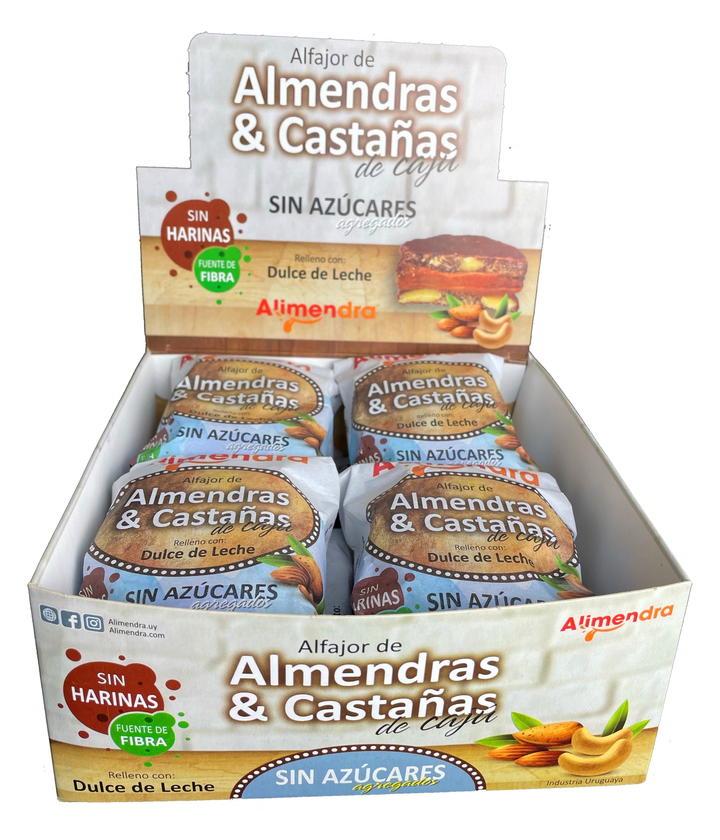 Alfajores Sin Azúcares de Almendras & Castañas de Cajú Rellenos con Dulce de Leche - x8 unidades de 70 gs c/u