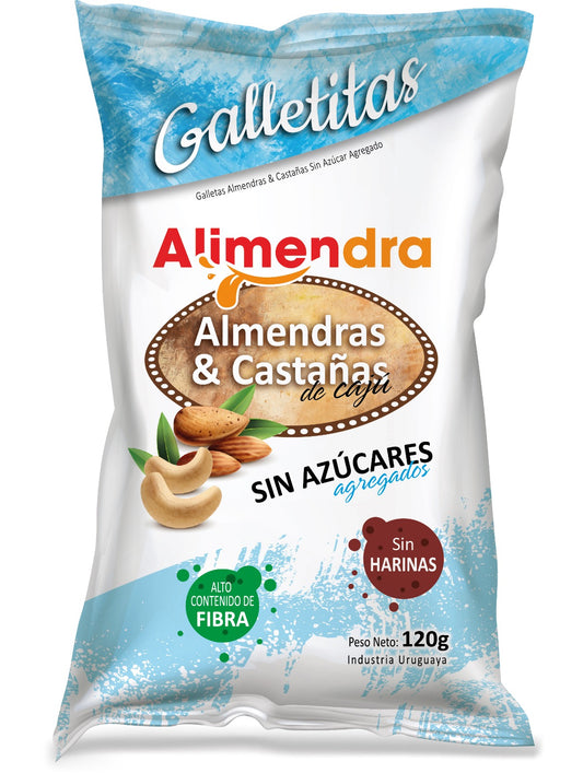 Galletitas Sin Azúcar de Almendras & Castañas de Cajú. Paq. 120 gra